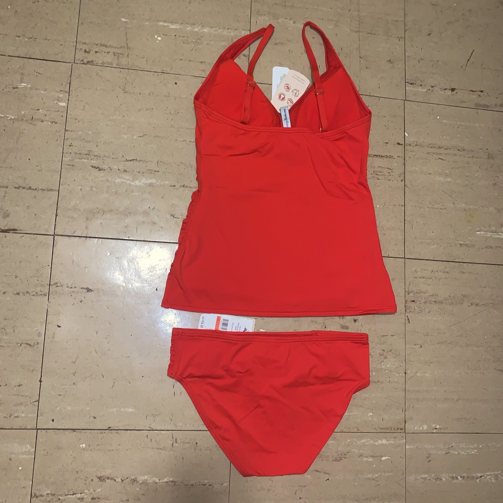 Tommy Bahama Pearl V-Neck Tankini & High Waisted Side Shirred Bottom Set
